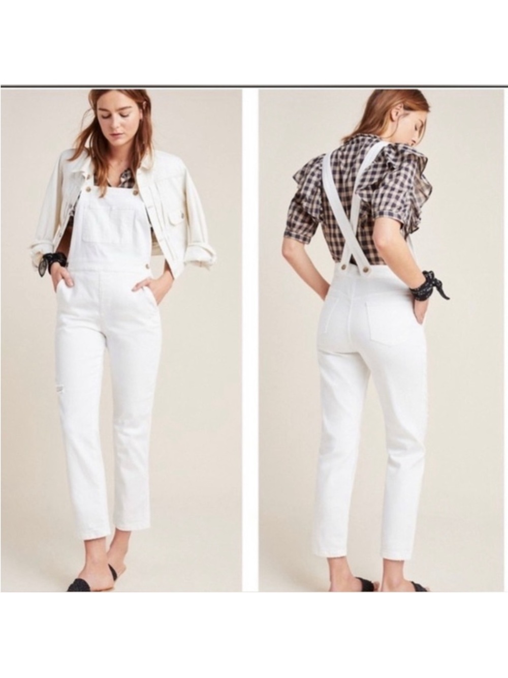 Anthropologie Pilcro and the Letterpress White Denim Women’s Overalls
